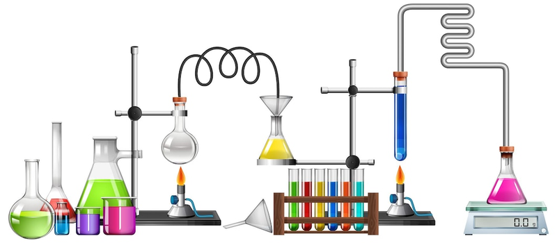Science equipment on white background